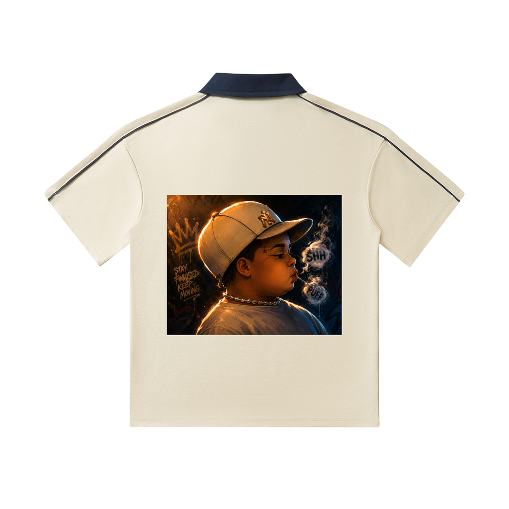 Contrast Collar Short-Sleeve Polo Shirt