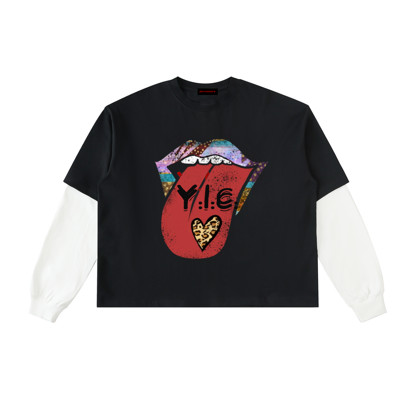Layered Contrast Sleeve Cotton T-Shirt