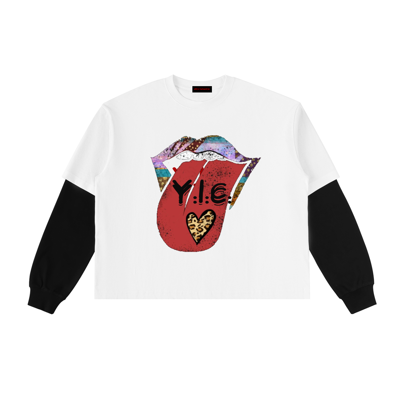 Layered Contrast Sleeve Cotton T-Shirt